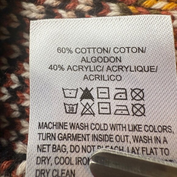 Lucky Brand Size L Multicolor Aztec Inspired Open Front Knit Cardigan Sweater - Picture 8 of 16